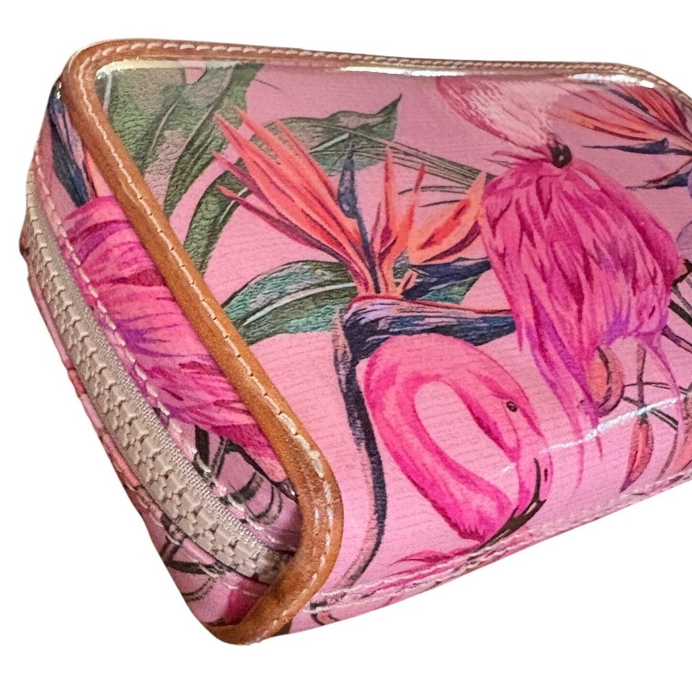Consuela Brynn Pink Flamingo Tropical Floral Zip‎ Around Wallet - Picture 3 of 5